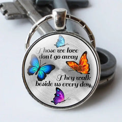 Vintage Butterfly Gemstone Keychain Necklace for Men