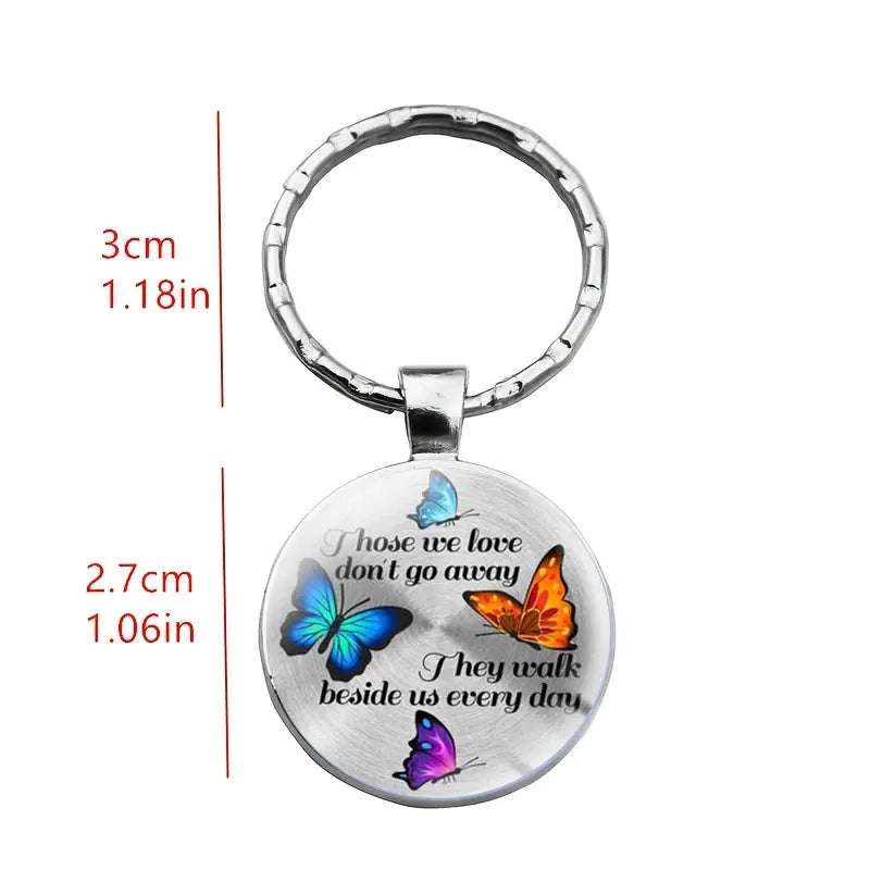 Vintage Butterfly Gemstone Keychain Necklace for Men