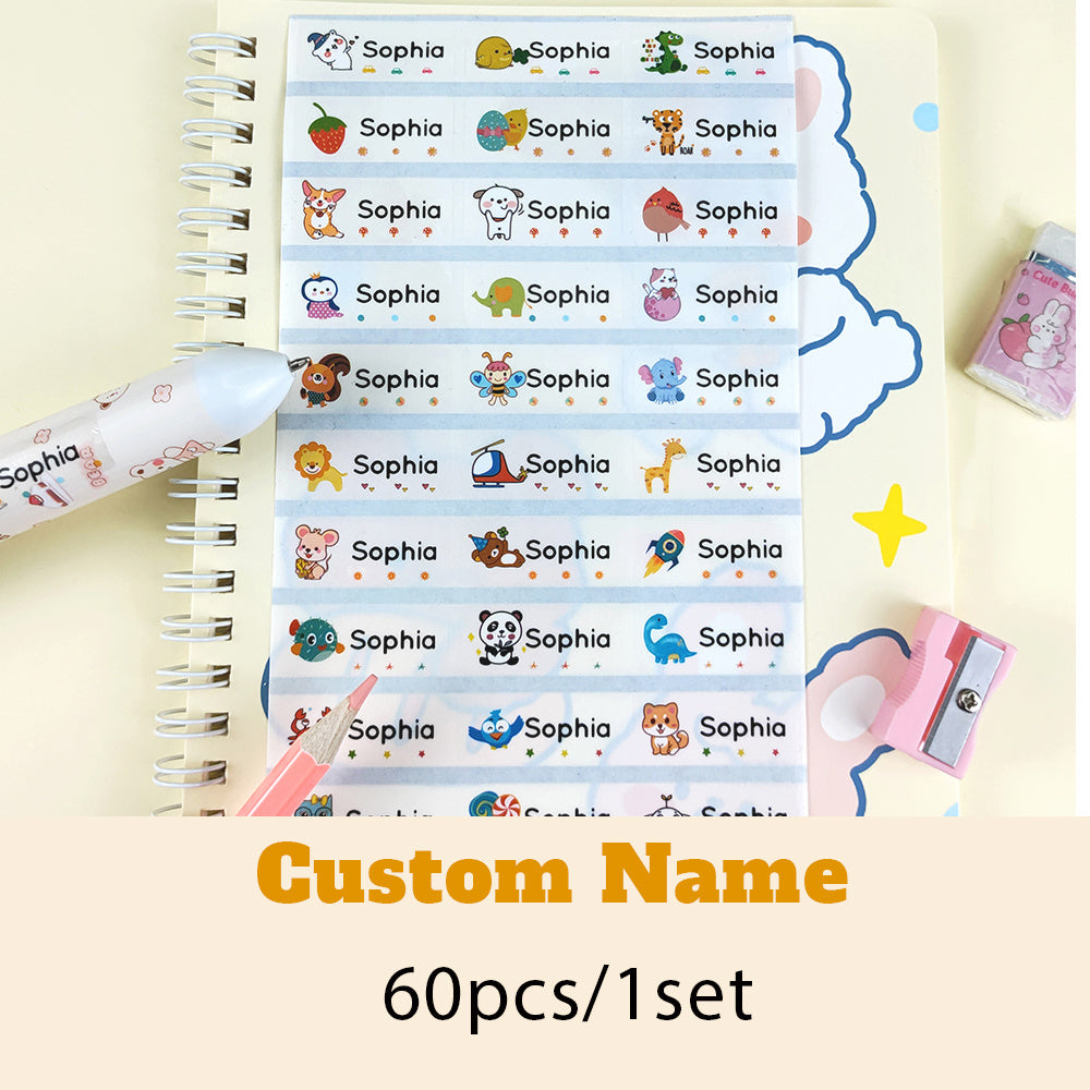 Custom Waterproof Name Sticker Transparent Label 60/120pcs