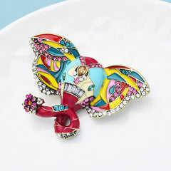 Vintage Elephant Enamel Rhinestone Brooch