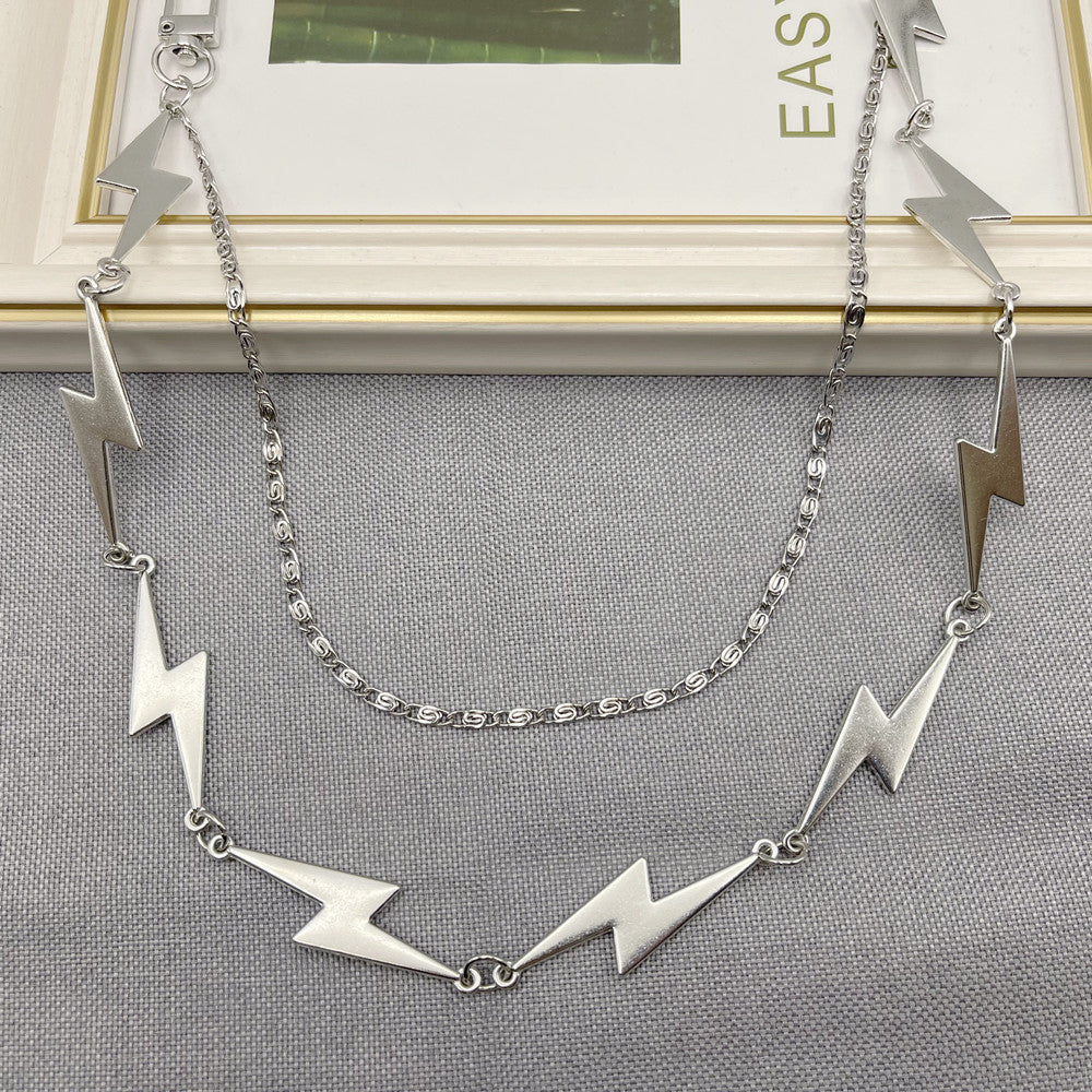 Lightning Shape Chain Keychain Pentagram Charm Chain Punk Accessories