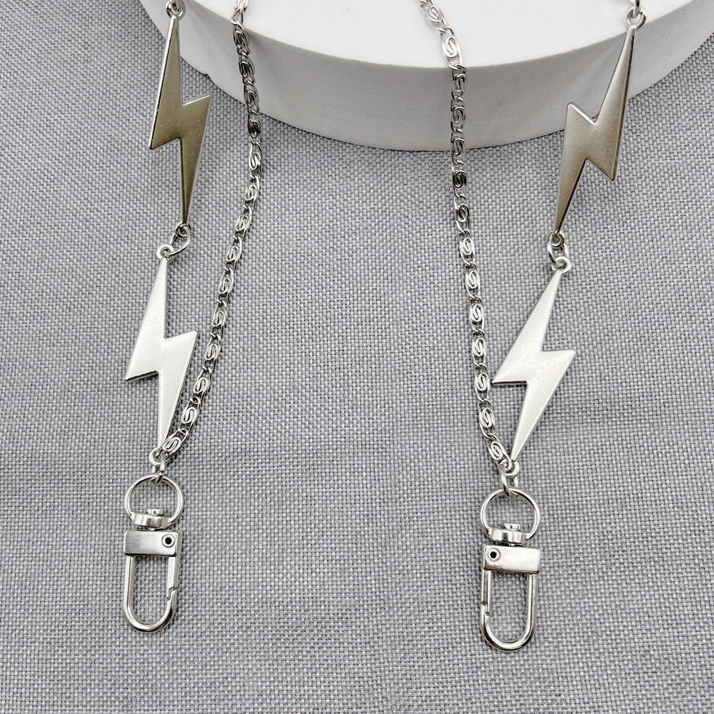 Lightning Shape Chain Keychain Pentagram Charm Chain Punk Accessories