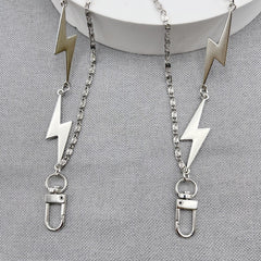 Lightning Shape Chain Keychain Pentagram Charm Chain Punk Accessories