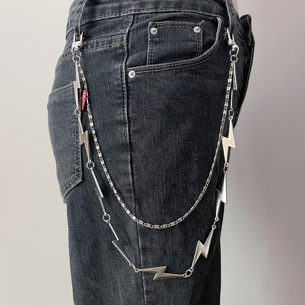 Lightning Shape Chain Keychain Pentagram Charm Chain Punk Accessories