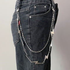 Lightning Shape Chain Keychain Pentagram Charm Chain Punk Accessories