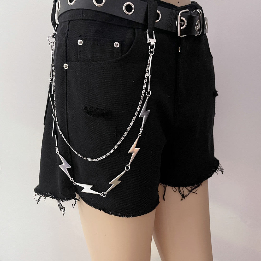 Lightning Shape Chain Keychain Pentagram Charm Chain Punk Accessories