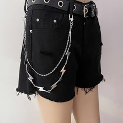 Lightning Shape Chain Keychain Pentagram Charm Chain Punk Accessories