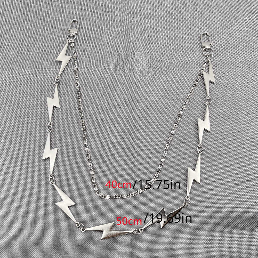 Lightning Shape Chain Keychain Pentagram Charm Chain Punk Accessories