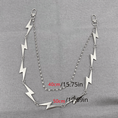 Lightning Shape Chain Keychain Pentagram Charm Chain Punk Accessories