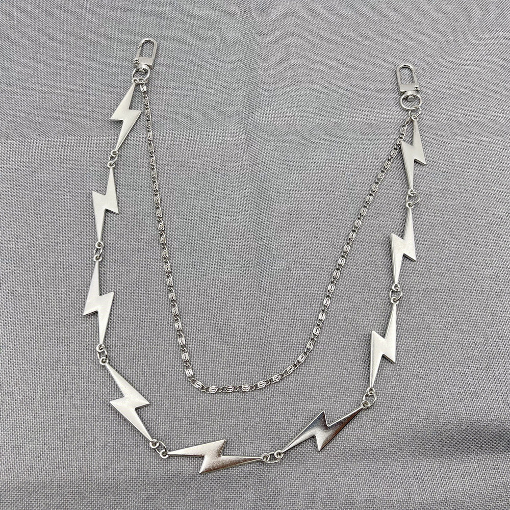 Lightning Shape Chain Keychain Pentagram Charm Chain Punk Accessories