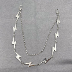 Lightning Shape Chain Keychain Pentagram Charm Chain Punk Accessories