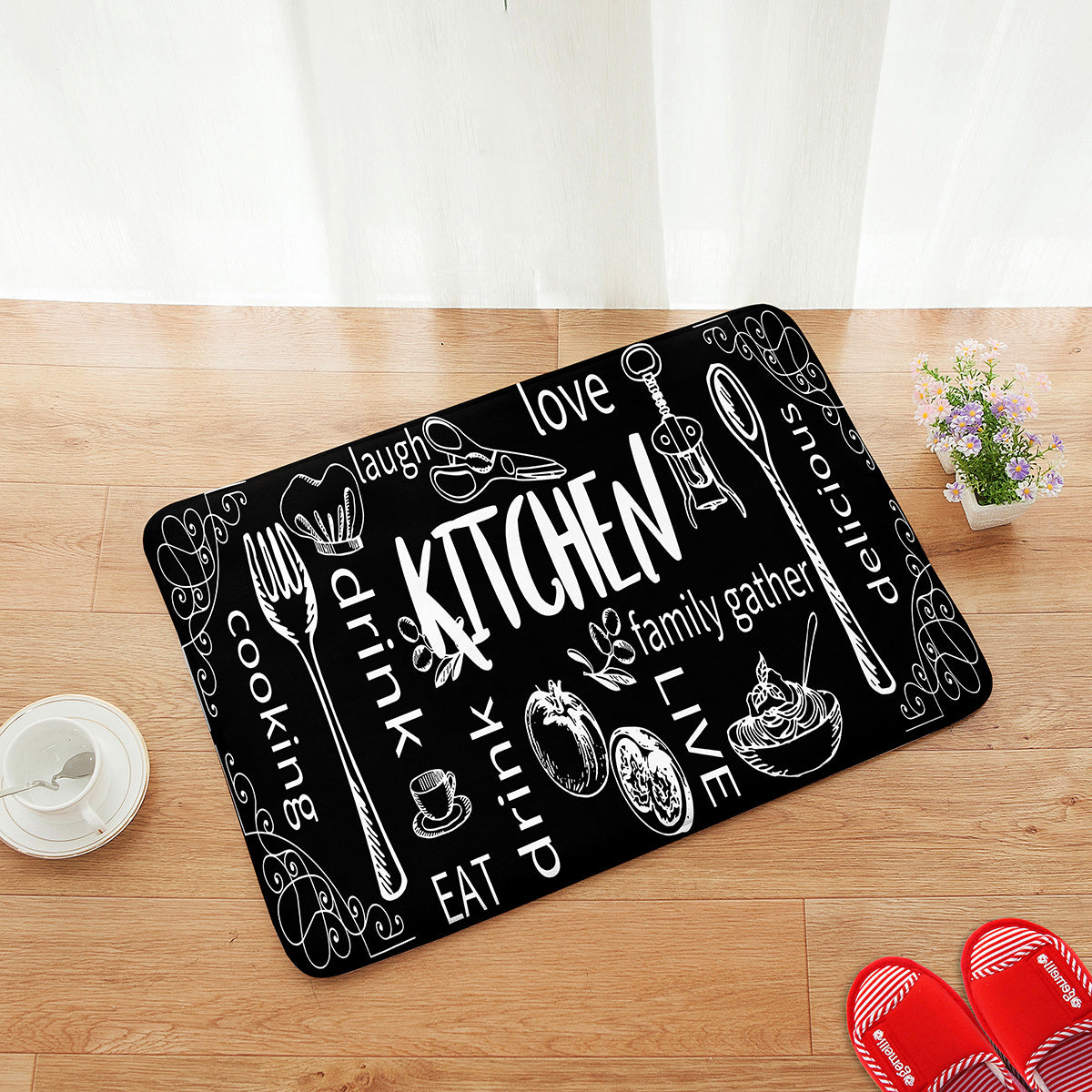 Non-slip Oilproof Kitchen Floor Mat Water-resistant Fluffy Mat