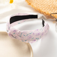 Floral Print Cross Knotted Hair Band for Women Girls Plaid Headband