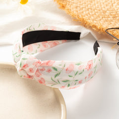 Floral Print Cross Knotted Hair Band for Women Girls Plaid Headband