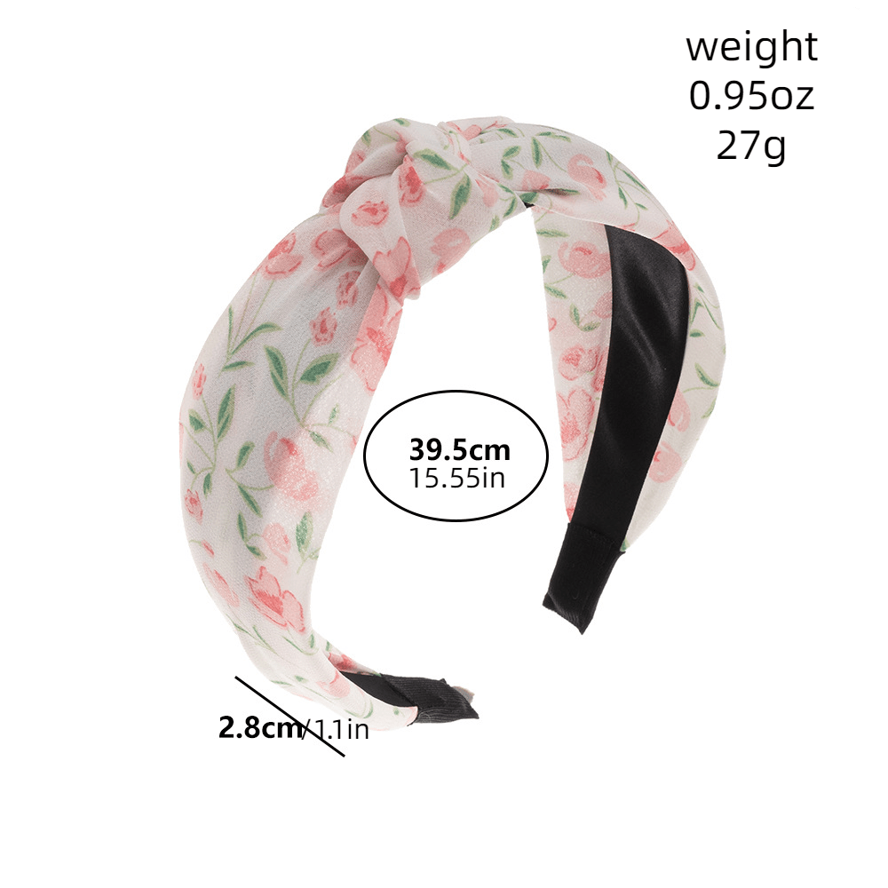 Floral Print Cross Knotted Hair Band for Women Girls Plaid Headband