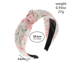Floral Print Cross Knotted Hair Band for Women Girls Plaid Headband