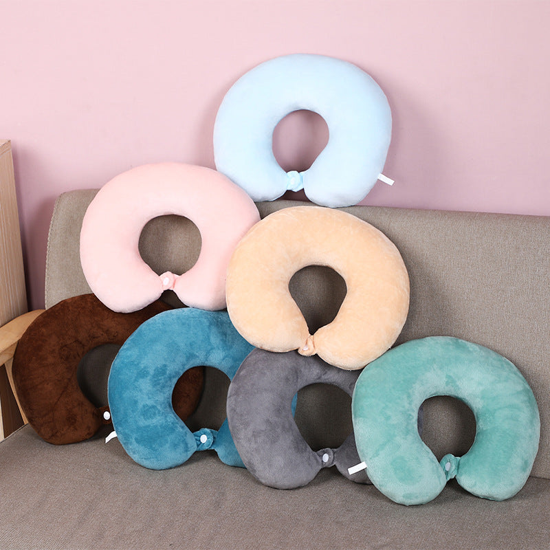 1pc Solid U Shaped Travel Pillow Neck Pillow Travel Set
