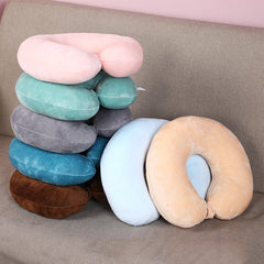 1pc Solid U Shaped Travel Pillow Neck Pillow Travel Set