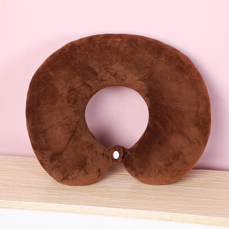 1pc Solid U Shaped Travel Pillow Neck Pillow Travel Set