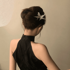 Liquid Metal Butterfly Shape Hairpin Silvery Hair Stick Ponytail Holder