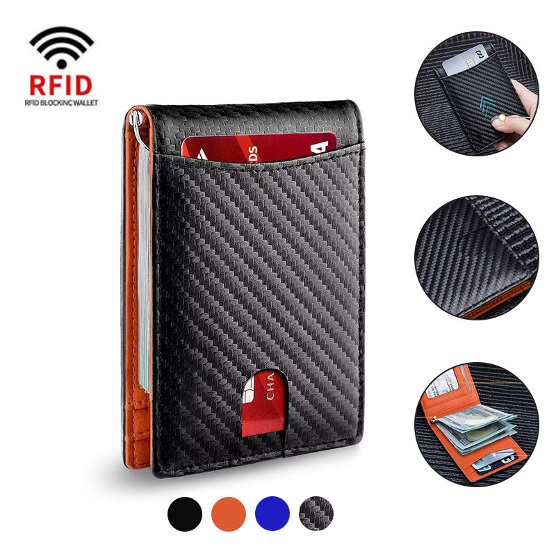 Men's Carbon Fiber Business Wallet RFID Blocking