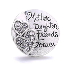 Alloy Round Snap Button With Rhinestones - Heart Pattern