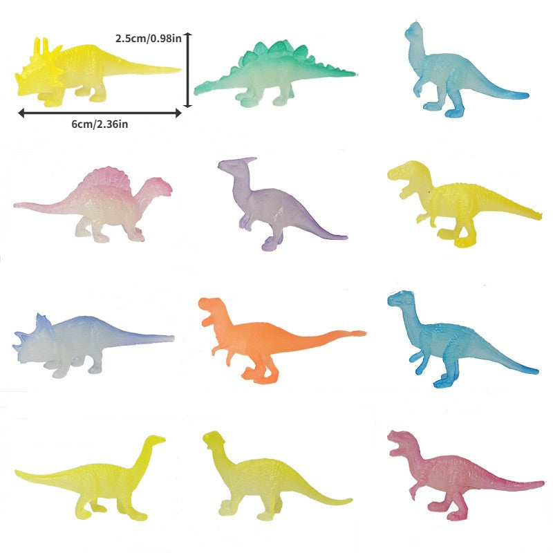 12pcs Mini Glow In Dark Dinosaurs Toy Dino Figure Birthday Cake Topper
