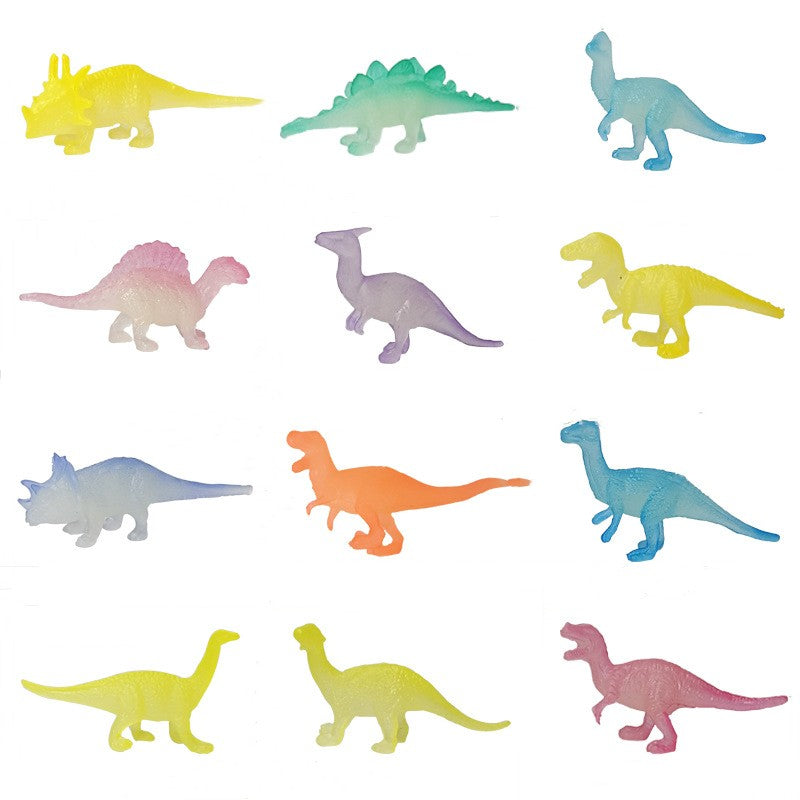 12pcs Mini Glow In Dark Dinosaurs Toy Dino Figure Birthday Cake Topper