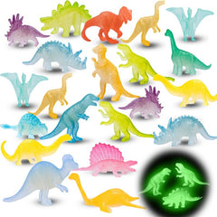 12pcs Mini Glow In Dark Dinosaurs Toy Dino Figure Birthday Cake Topper