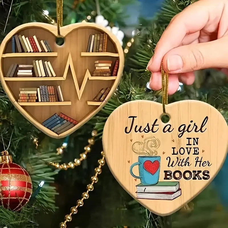 Acrylic Charm Round Love Heart Bookshelf Pendant Christmas Tree Decor