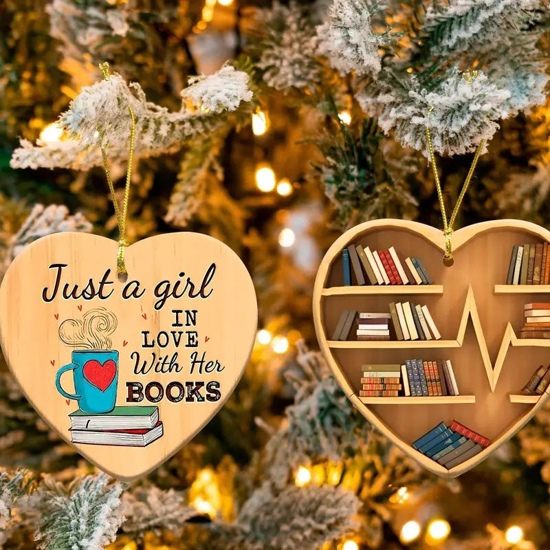Acrylic Charm Round Love Heart Bookshelf Pendant Christmas Tree Decor