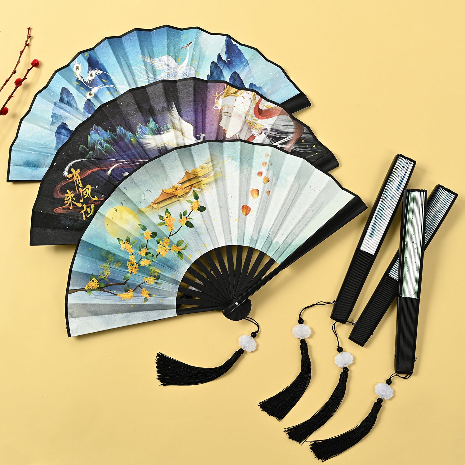 Chinese Style Folding Fan 20 32 cm Ink Painting National Tide Fan