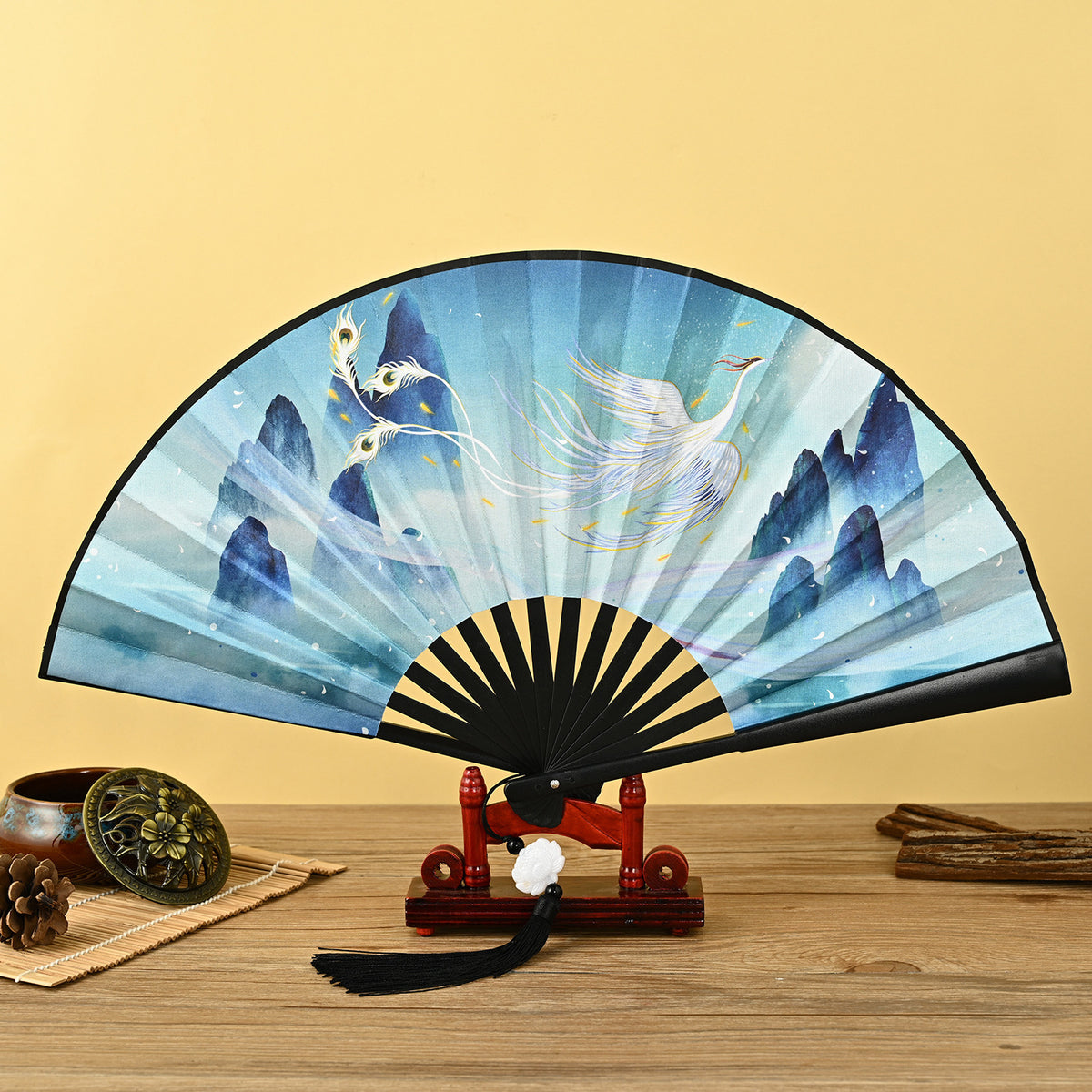 Chinese Style Folding Fan 20 32 cm Ink Painting National Tide Fan