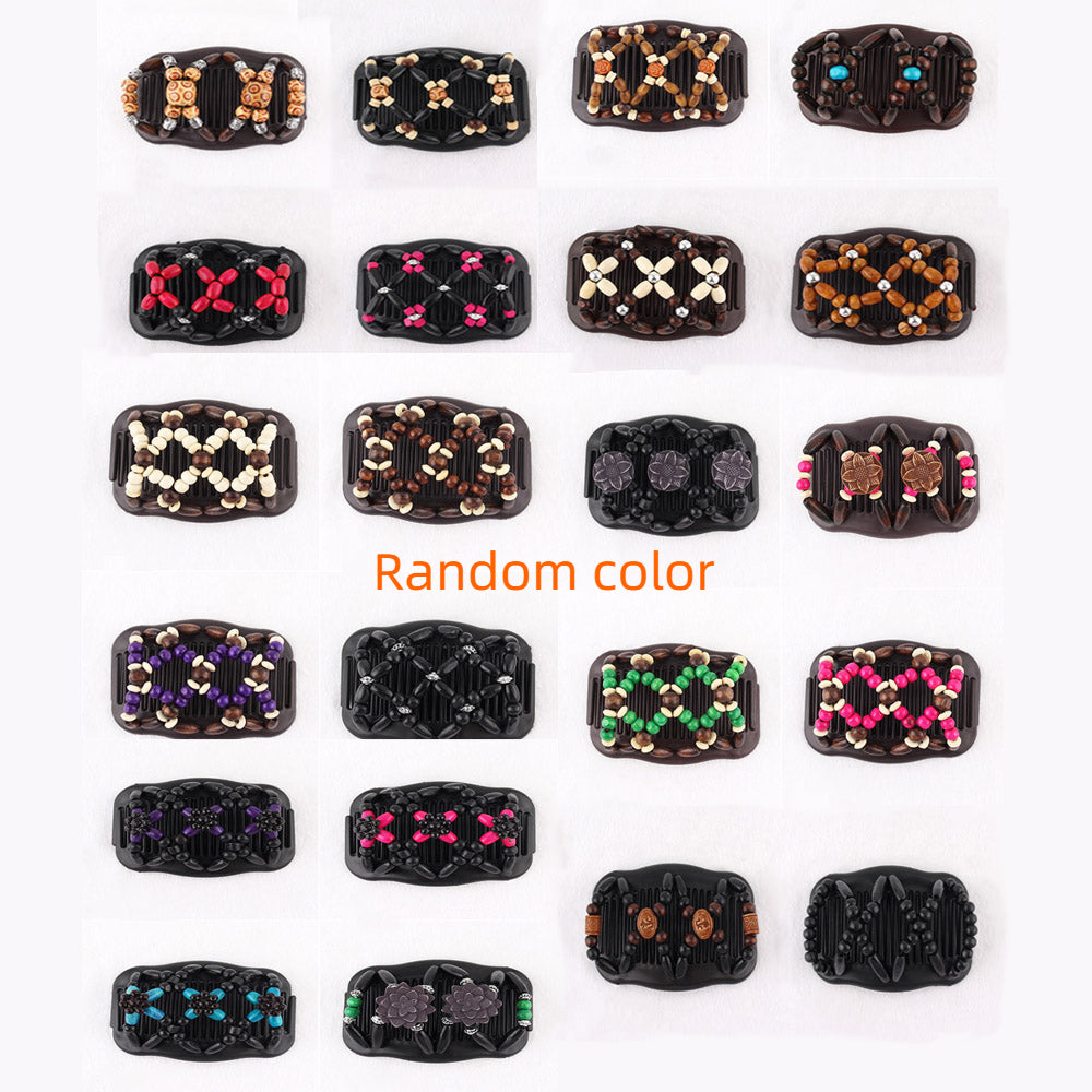 Wooden Beads Hair Comb Headdress Insert Comb Double side Hair Comb