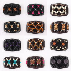 Wooden Beads Hair Comb Headdress Insert Comb Double side Hair Comb