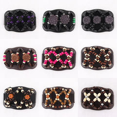 Wooden Beads Hair Comb Headdress Insert Comb Double side Hair Comb