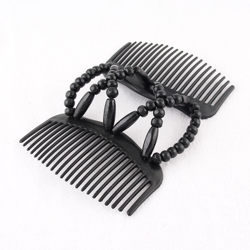 Wooden Beads Hair Comb Headdress Insert Comb Double side Hair Comb