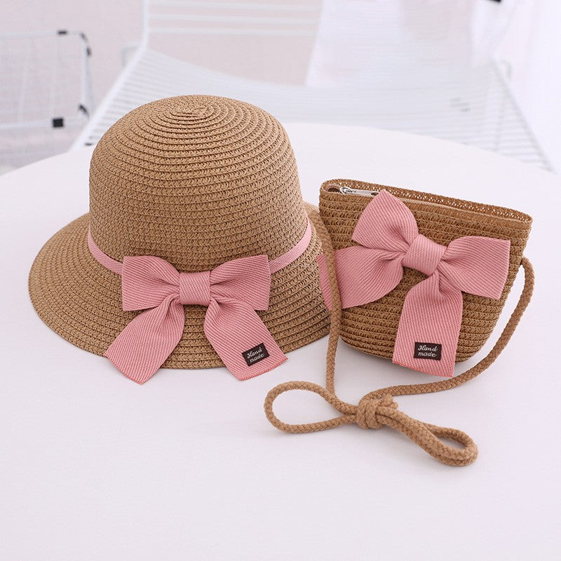 Kids Summer Beach Sun Hats Lotus Leaf Brim Outdoor Sun Protection Straw Cap
