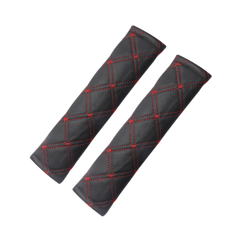Car Seat Belt Shoulder Cover Pair PU Leather Breathable