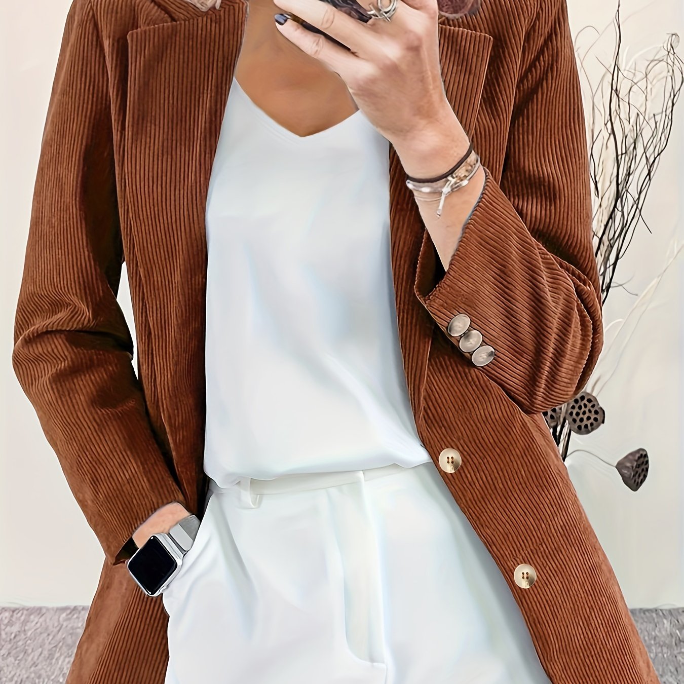  Corduroy Long Sleeve Blazer