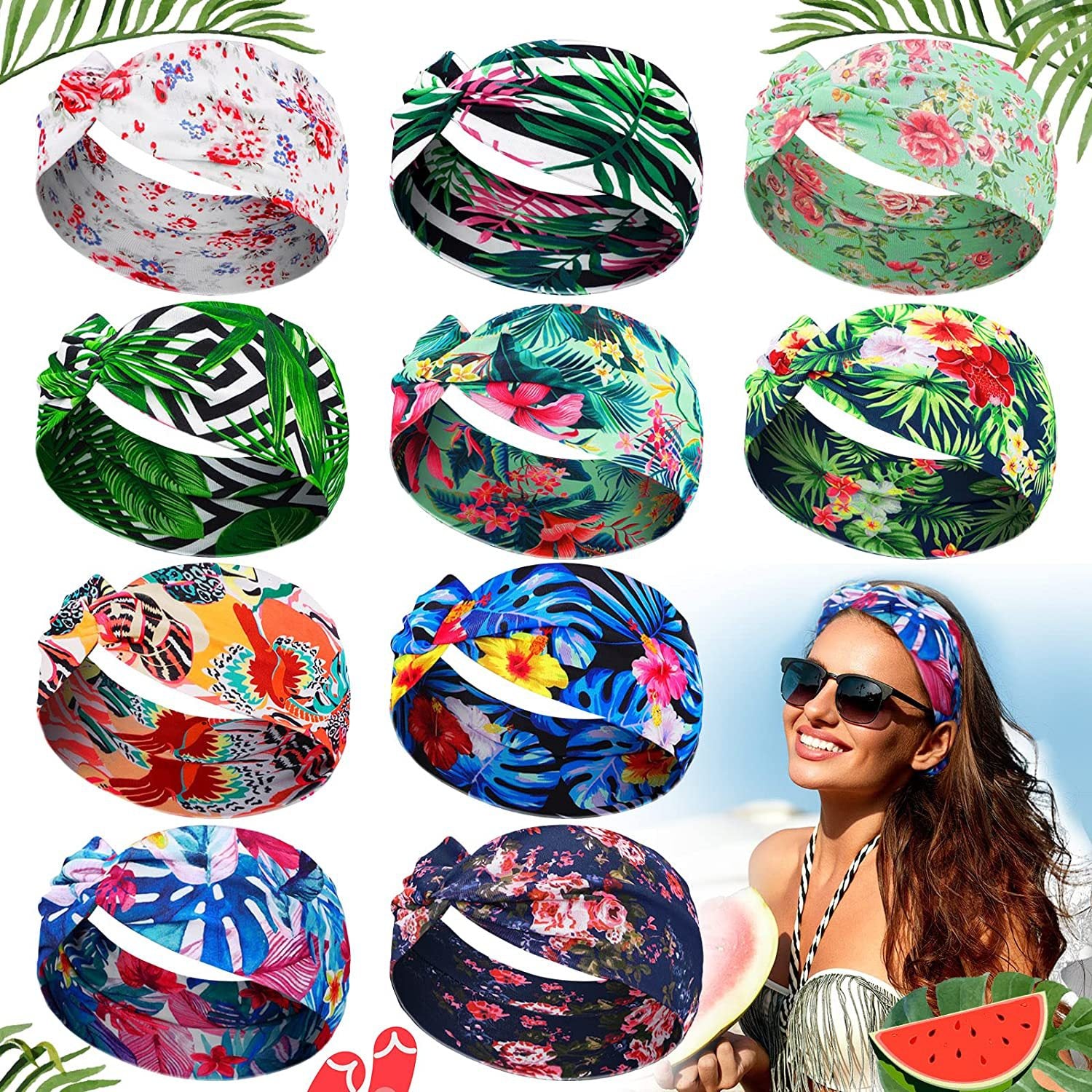 Boho Knotted Headband Floral Vintage Head Wrap