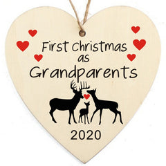 Wooden Plaque First Christmas Hanging Sign Grandparent Gift Home Decoration
