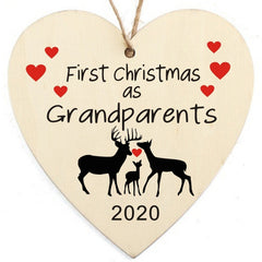 Wooden Plaque First Christmas Hanging Sign Grandparent Gift Home Decoration