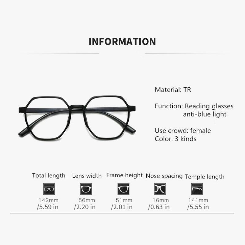 Polygonal Anti Light Presbyopia Glasses For Men Women