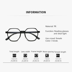 Polygonal Anti Light Presbyopia Glasses For Men Women