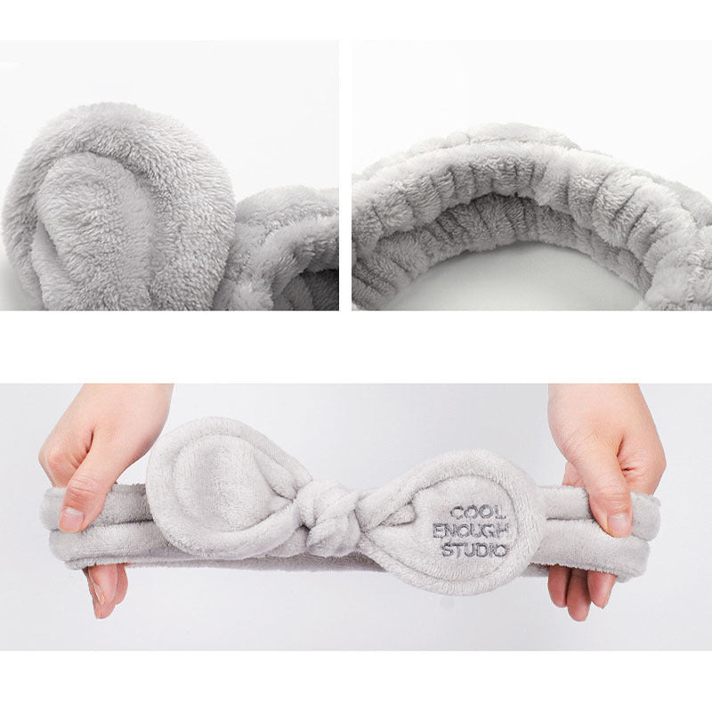 Rabbit Ears Bow Hair Band Makeup Plush Hair Band