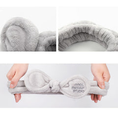 Rabbit Ears Bow Hair Band Makeup Plush Hair Band