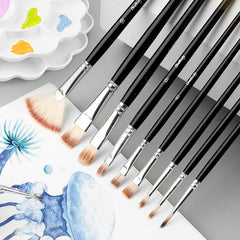10pcs Acrylic Gouache Brush Set Nylon Brushes