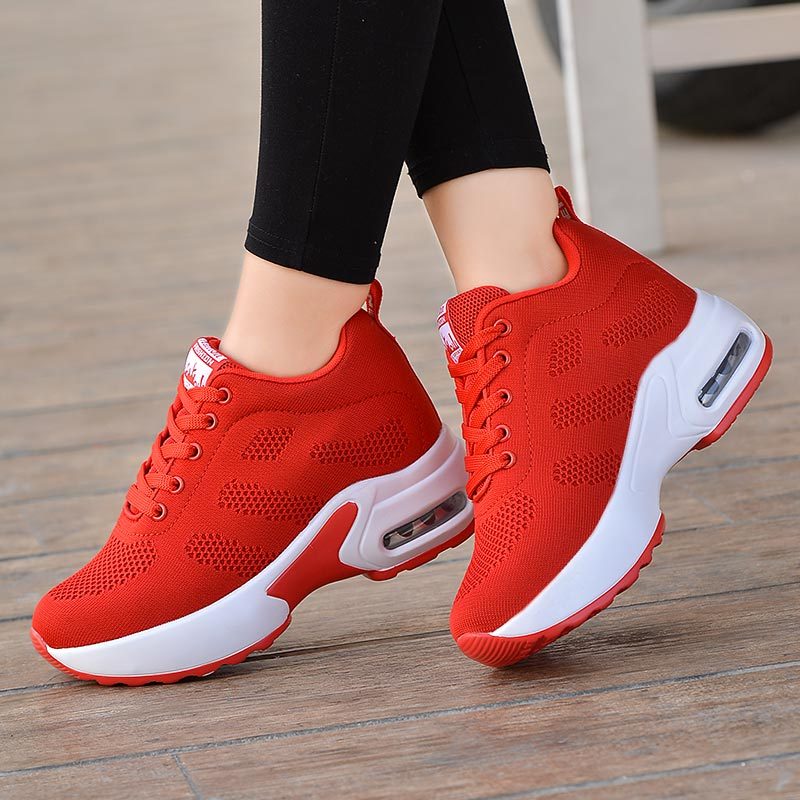 Women's Breathable Mesh Platform Sneakers Lace Up Outdoor Shoes