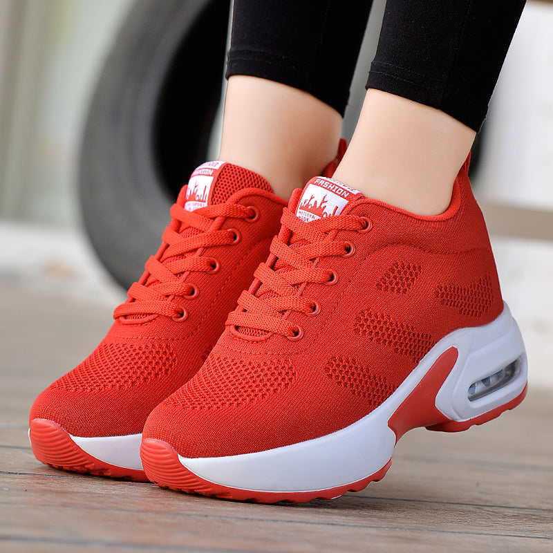 Women's Breathable Mesh Platform Sneakers Lace Up Outdoor Shoes